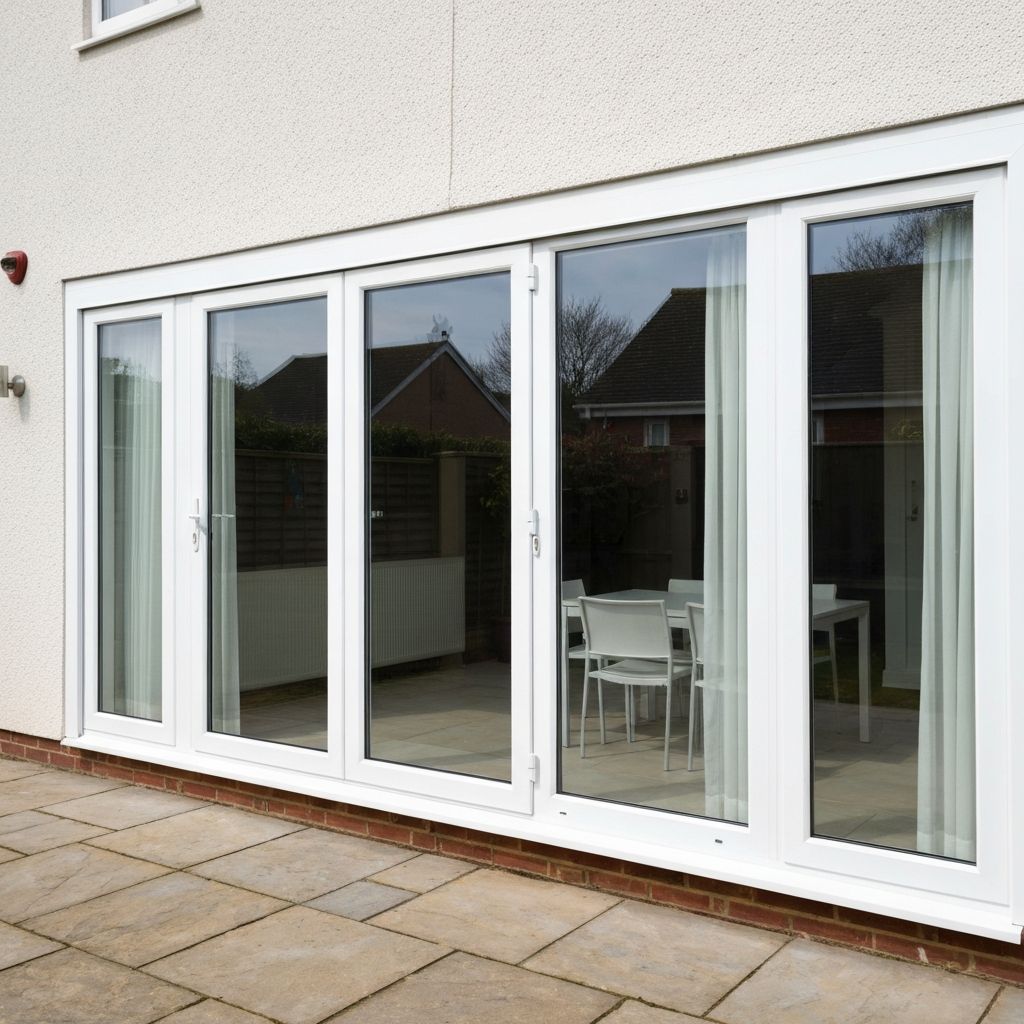White UPVC sliding patio doors installation