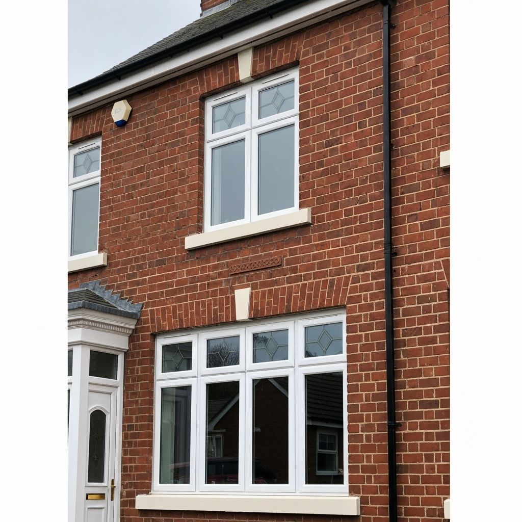 UPVC casement windows on a traditional brick house