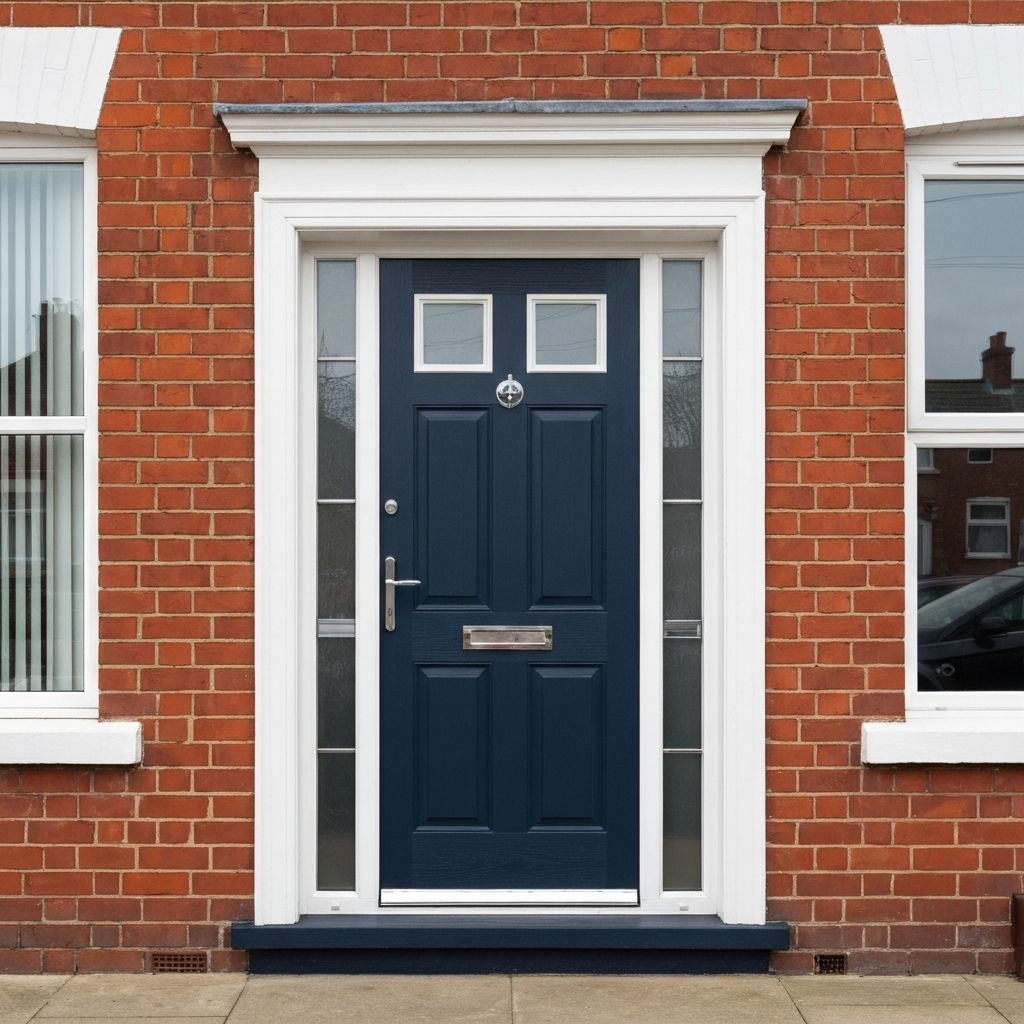 New composite front door installation